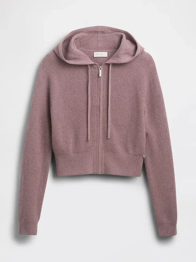 Sweat à capuche court GAP × Summer Fridays en tissu gaufré CashSoft