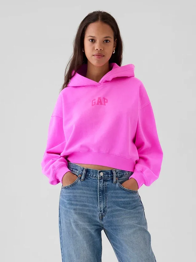 Sweat à capuche court Vintagesoft avec logo