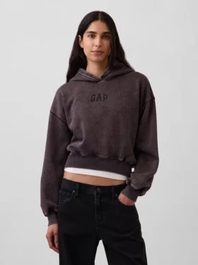 Sweat à capuche court Vintagesoft avec logo