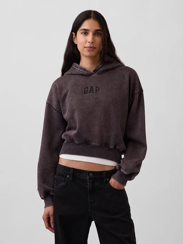 Sweat à capuche court Vintagesoft avec logo