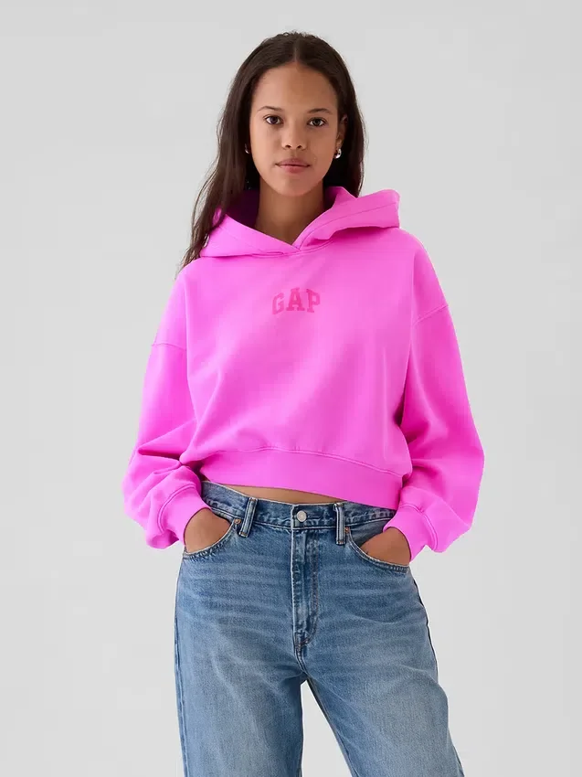 Sweat à capuche court Vintagesoft avec logo