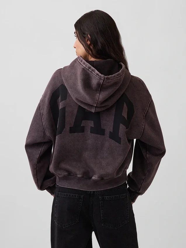 Sweat à capuche court Vintagesoft avec logo