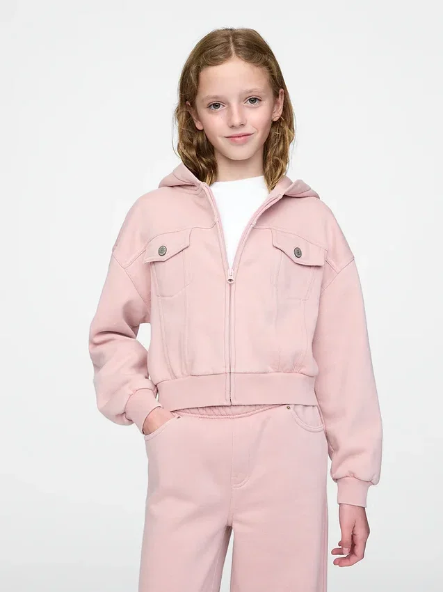 Sweat à capuche court zippé Vintagesoft pour enfant
