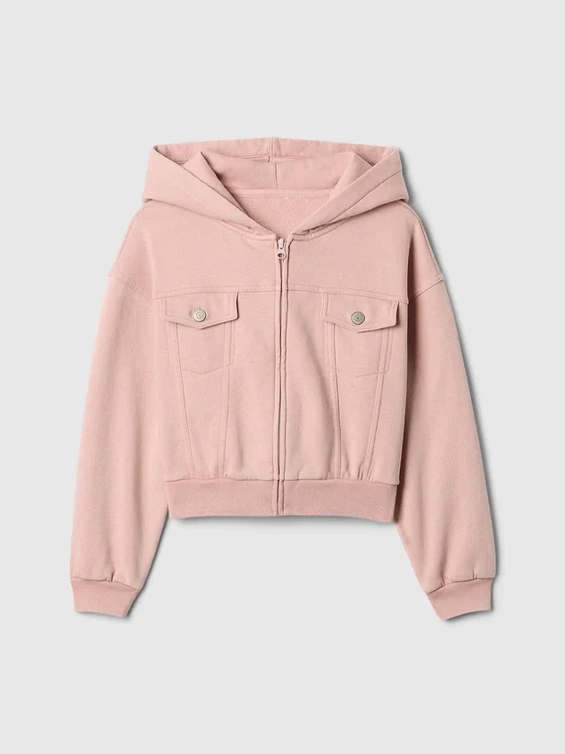 Sweat à capuche court zippé Vintagesoft pour enfant