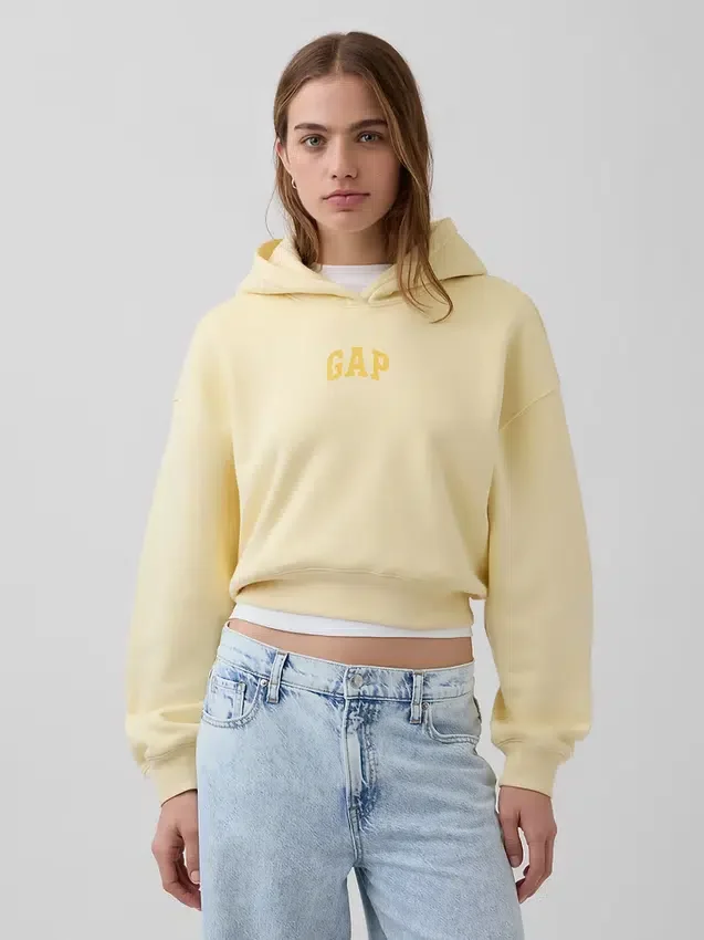 Sweat à capuche oversize court Vintagesoft avec logo