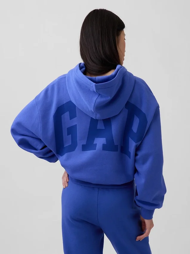 Sweat à capuche oversize court Vintagesoft avec logo