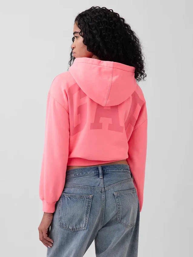 Sweat à capuche oversize court Vintagesoft avec logo