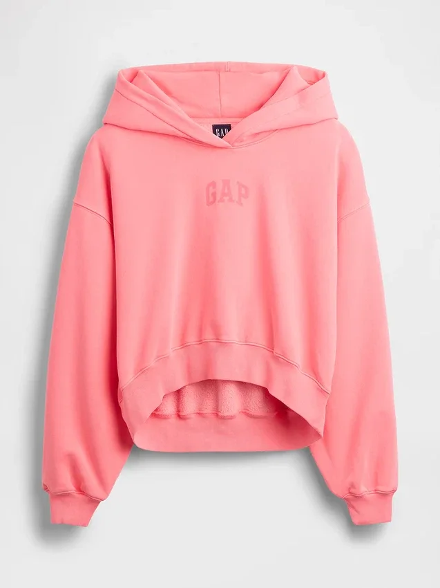 Sweat à capuche oversize court Vintagesoft avec logo