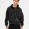 Sweat à capuche oversize court zippé pour adulte
