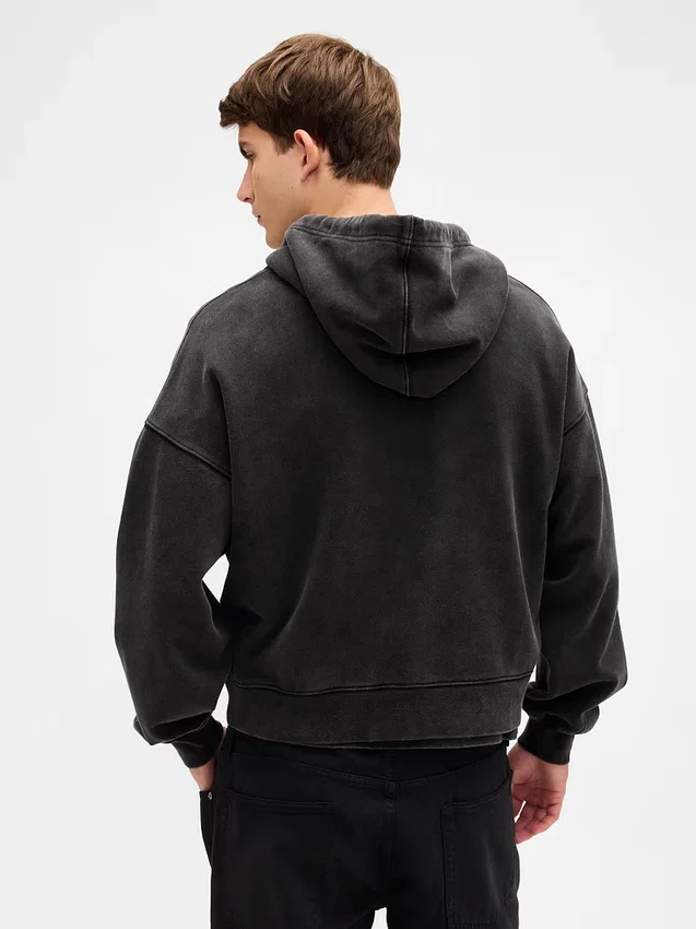 Sweat à capuche oversize court zippé pour adulte