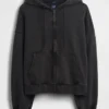 Sweat à capuche oversize court zippé pour adulte