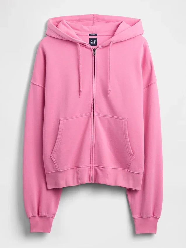 Sweat à capuche oversize court zippé pour adulte