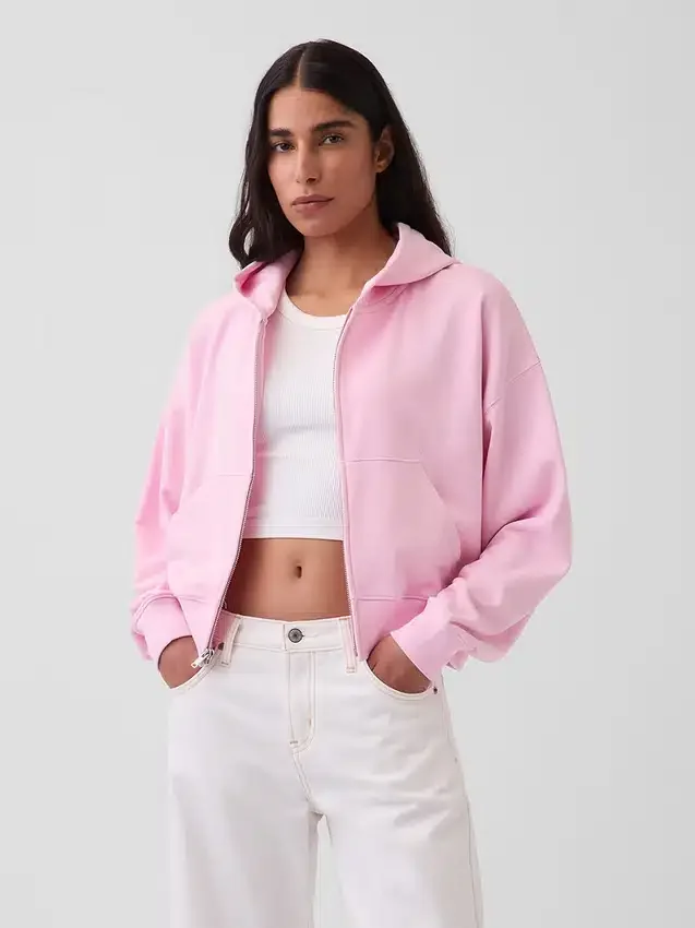 Sweat à capuche oversize en tissu éponge Vintagesoft avec fermeture à glissière en V