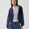 Sweat à capuche oversize en tissu éponge Vintagesoft avec fermeture à glissière en V