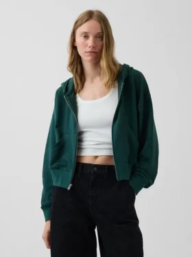 Sweat à capuche oversize en tissu éponge Vintagesoft avec fermeture à glissière en V