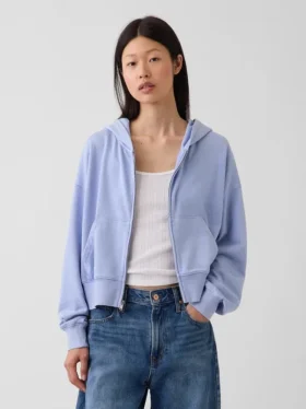 Sweat à capuche oversize en tissu éponge Vintagesoft avec fermeture à glissière en V