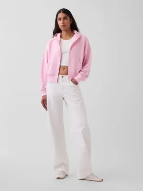Sweat à capuche oversize en tissu éponge Vintagesoft avec fermeture à glissière en V