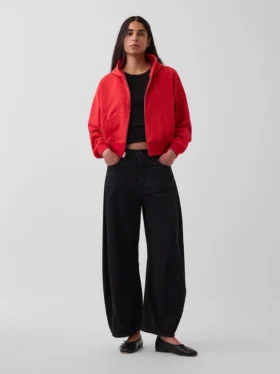 Sweat à capuche oversize en tissu éponge Vintagesoft avec fermeture à glissière en V