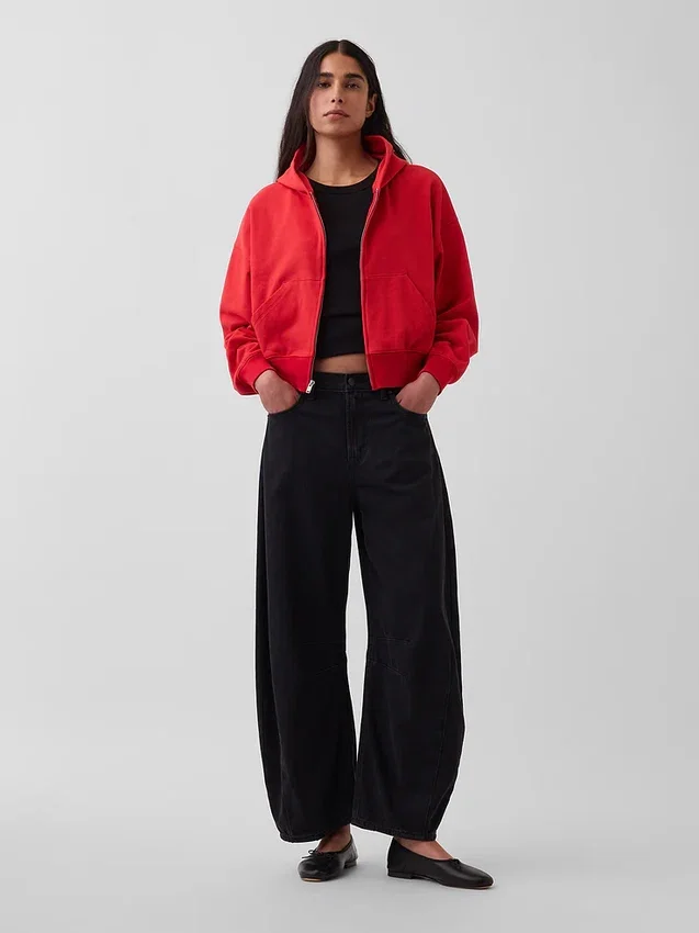 Sweat à capuche oversize en tissu éponge Vintagesoft avec fermeture à glissière en V