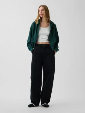 Sweat à capuche oversize en tissu éponge Vintagesoft avec fermeture à glissière en V