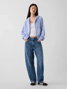 Sweat à capuche oversize en tissu éponge Vintagesoft avec fermeture à glissière en V