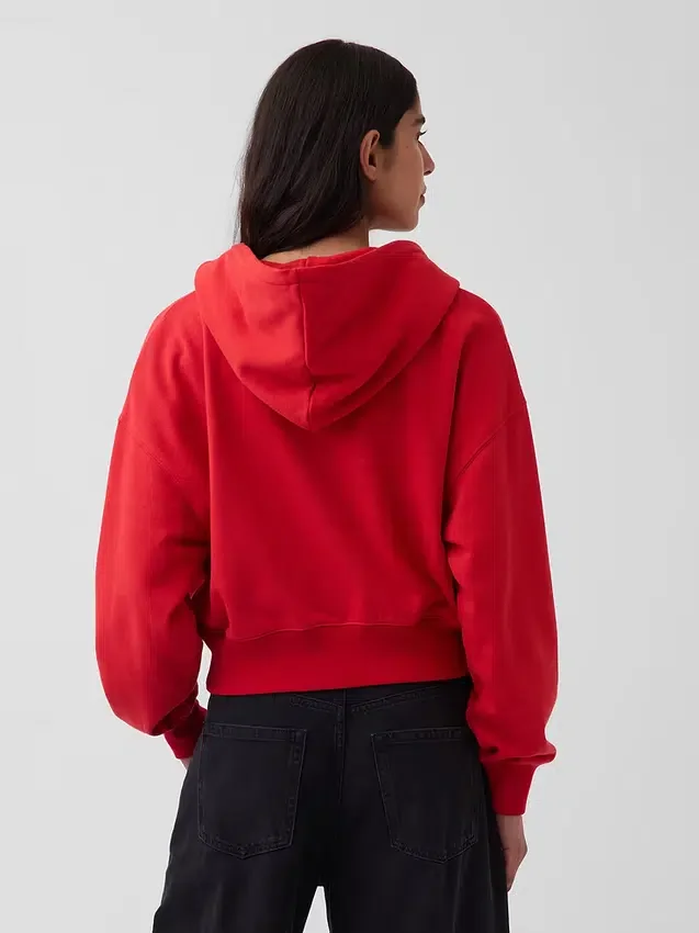 Sweat à capuche oversize en tissu éponge Vintagesoft avec fermeture à glissière en V