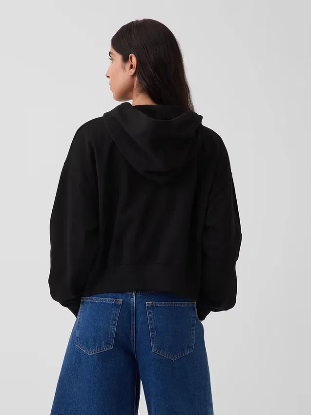 Sweat à capuche oversize en tissu éponge Vintagesoft avec fermeture à glissière en V