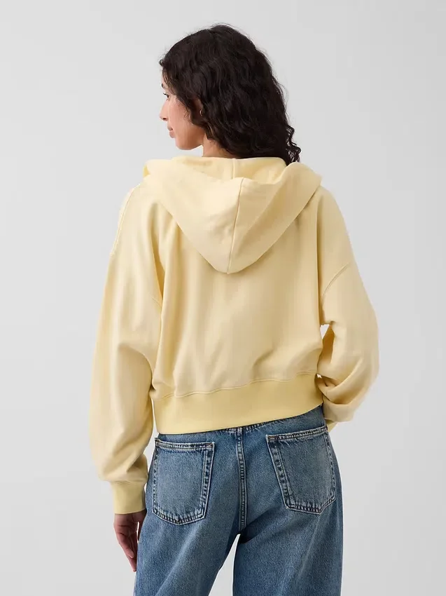 Sweat à capuche oversize en tissu éponge Vintagesoft avec fermeture à glissière en V