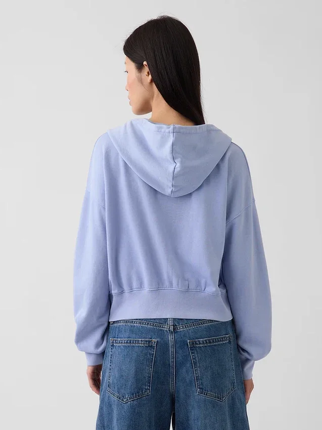 Sweat à capuche oversize en tissu éponge Vintagesoft avec fermeture à glissière en V