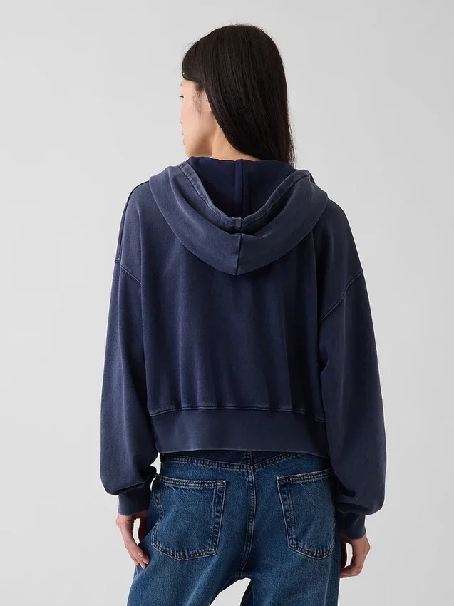 Sweat à capuche oversize en tissu éponge Vintagesoft avec fermeture à glissière en V