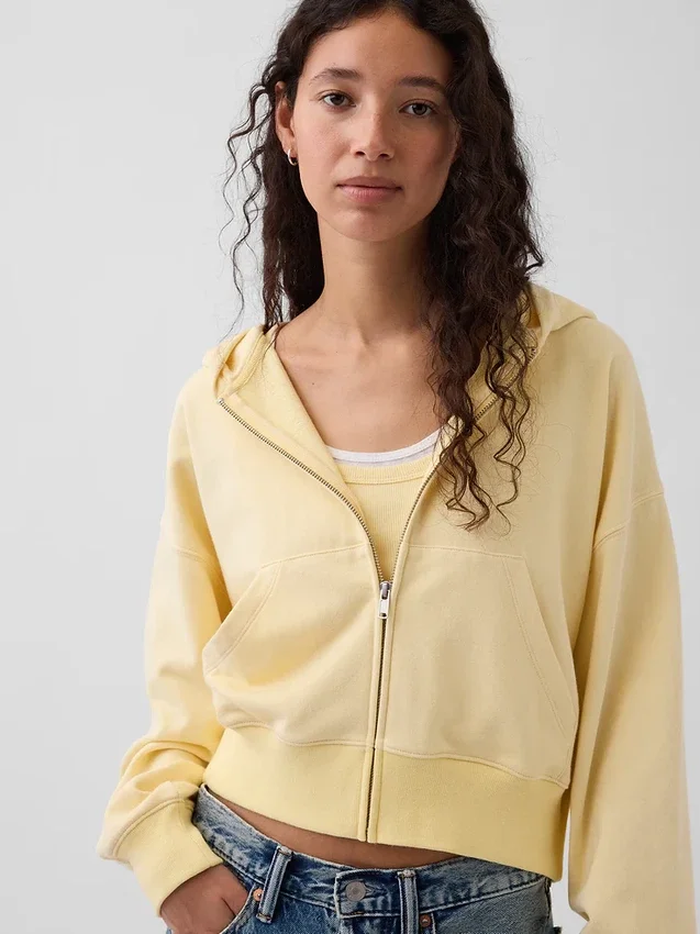 Sweat à capuche oversize en tissu éponge Vintagesoft avec fermeture à glissière en V