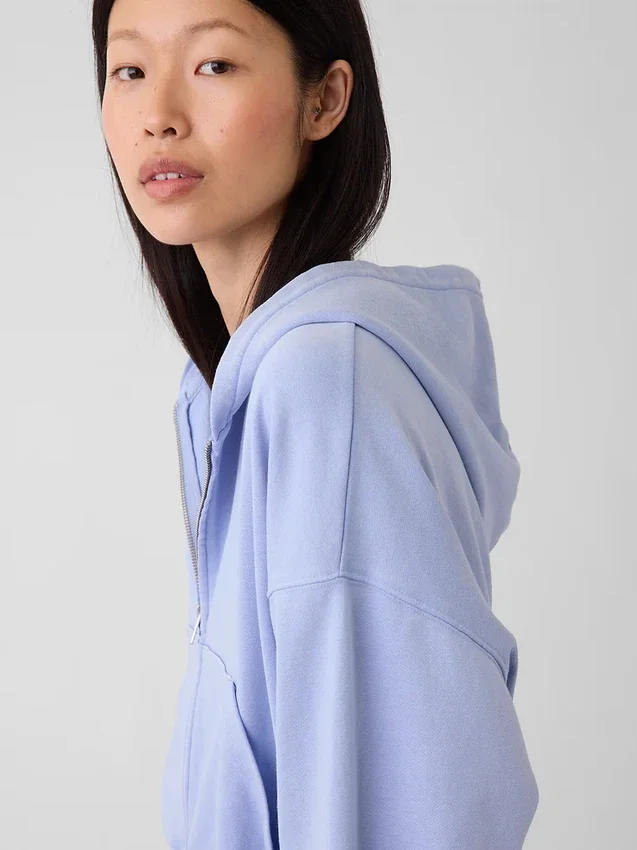 Sweat à capuche oversize en tissu éponge Vintagesoft avec fermeture à glissière en V