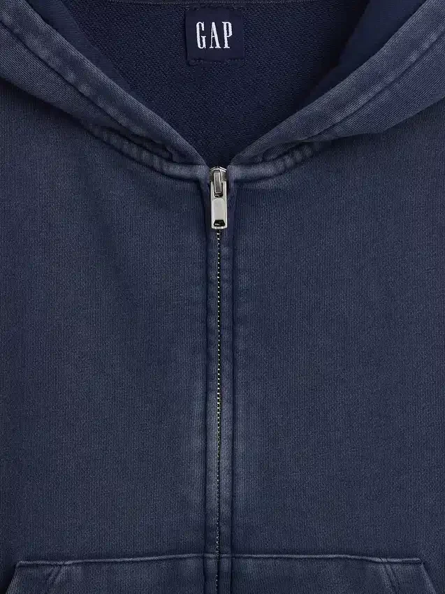 Sweat à capuche oversize en tissu éponge Vintagesoft avec fermeture à glissière en V