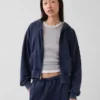 Sweat à capuche oversize en tissu éponge Vintagesoft avec fermeture à glissière en V