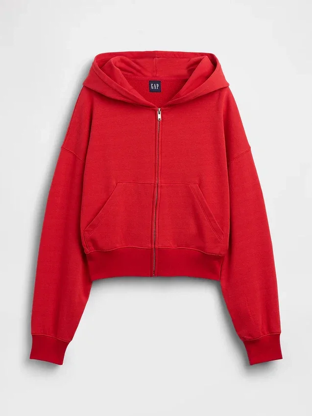 Sweat à capuche oversize en tissu éponge Vintagesoft avec fermeture à glissière en V