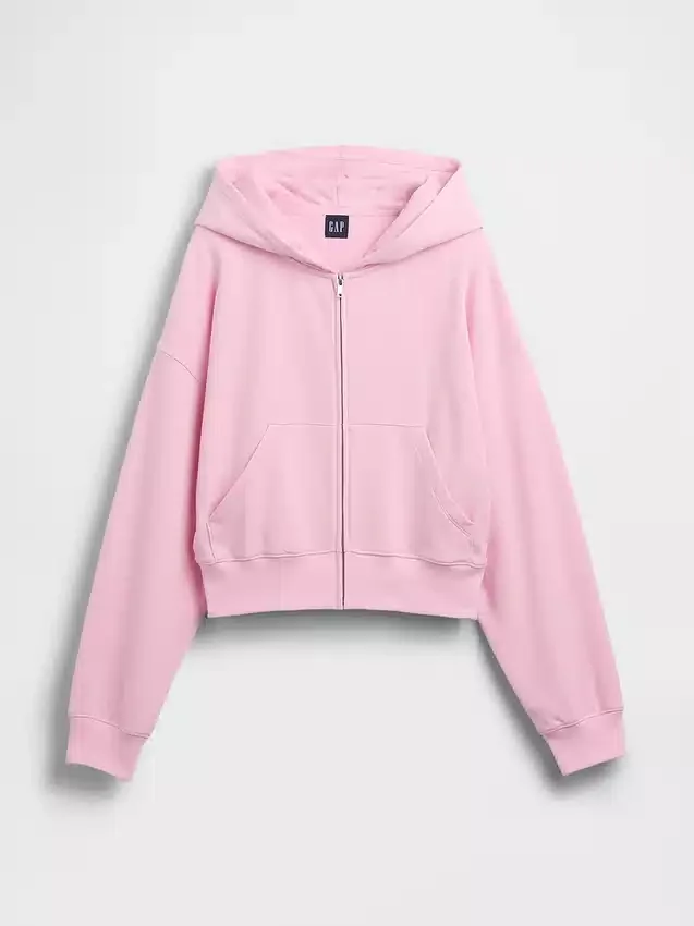 Sweat à capuche oversize en tissu éponge Vintagesoft avec fermeture à glissière en V