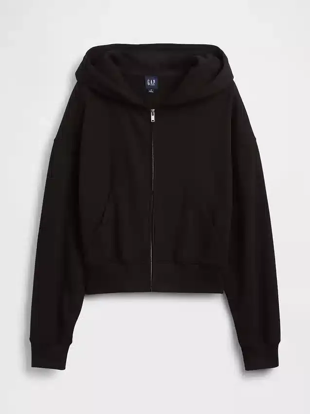 Sweat à capuche oversize en tissu éponge Vintagesoft avec fermeture à glissière en V