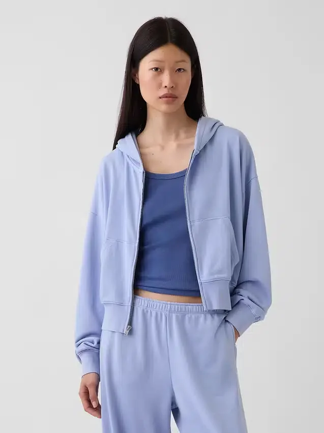 Sweat à capuche oversize en tissu éponge Vintagesoft avec fermeture à glissière en V
