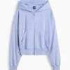 Sweat à capuche oversize en tissu éponge Vintagesoft avec fermeture à glissière en V