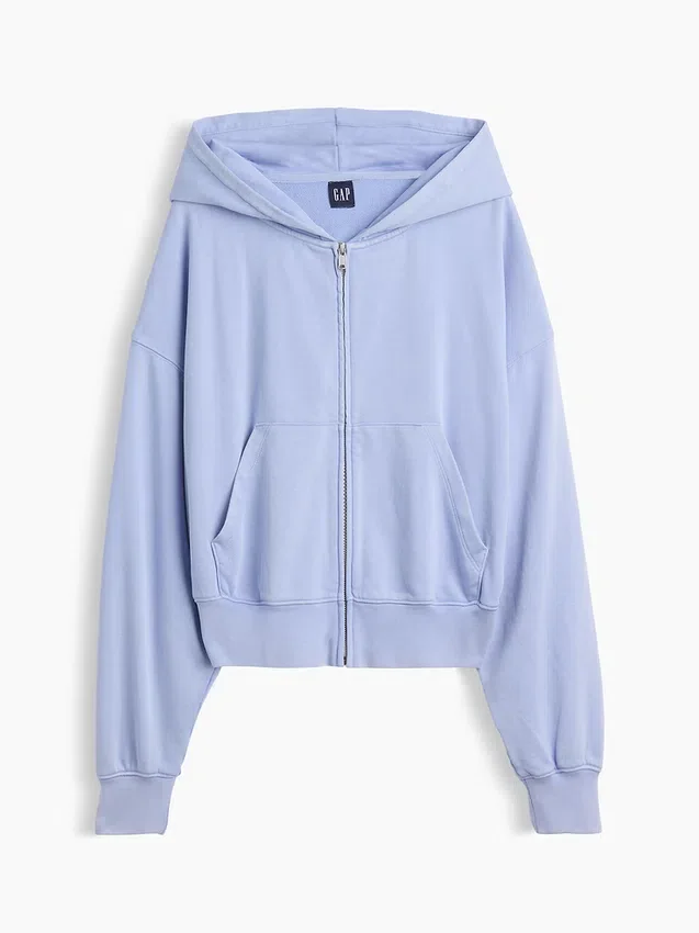Sweat à capuche oversize en tissu éponge Vintagesoft avec fermeture à glissière en V