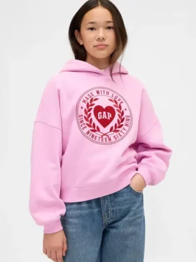 Sweat à capuche oversize Vintagesoft pour enfant avec logo en forme de cœur