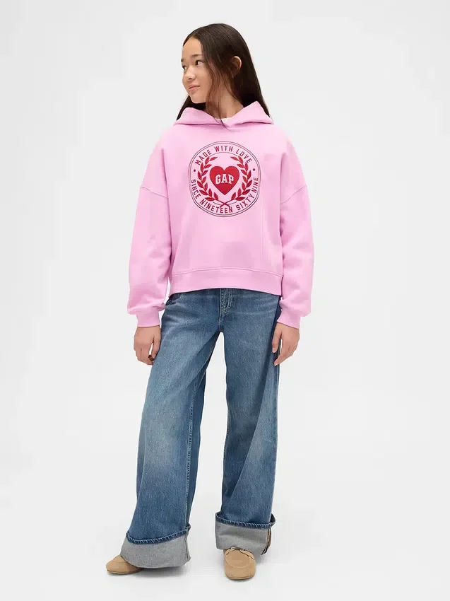 Sweat à capuche oversize Vintagesoft pour enfant avec logo en forme de cœur