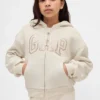 Sweat à capuche pour enfant avec logo graphique et doublure en polaire Sherpa