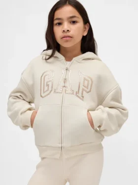 Sweat à capuche pour enfant avec logo graphique et doublure en polaire Sherpa