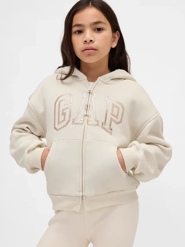 Sweat à capuche pour enfant avec logo graphique et doublure en polaire Sherpa