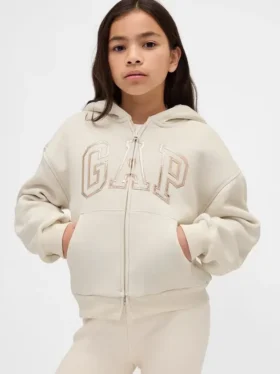 Sweat à capuche pour enfant avec logo graphique et doublure en polaire Sherpa