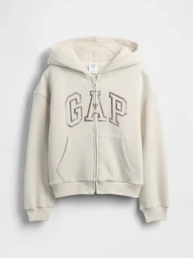 Sweat à capuche pour enfant avec logo graphique et doublure en polaire Sherpa