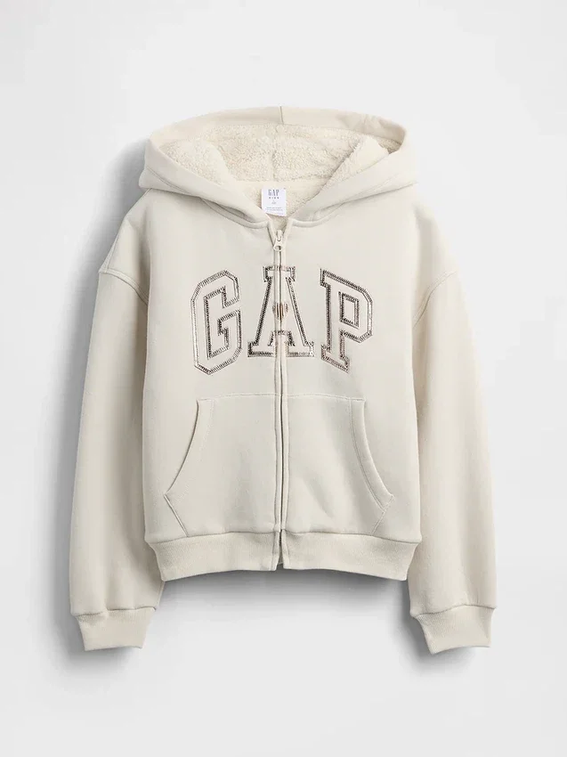 Sweat à capuche pour enfant avec logo graphique et doublure en polaire Sherpa