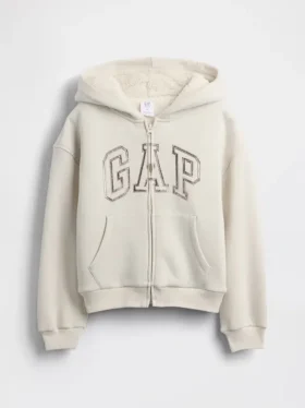 Sweat à capuche pour enfant avec logo graphique et doublure en polaire Sherpa