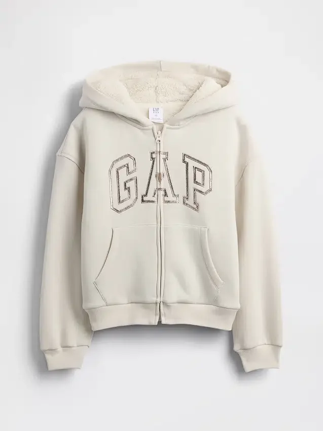 Sweat à capuche pour enfant avec logo graphique et doublure en polaire Sherpa
